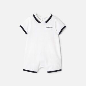 Jacadi Paris - White Baby Boy Polo Jumpsuit - Size 18M